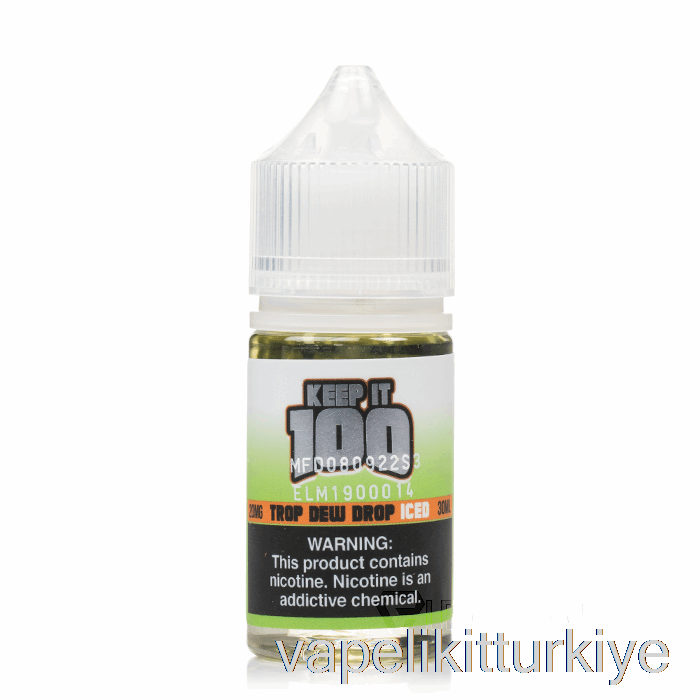 Vape Likit Buzlu Trop çiğ Damlası - 100 Tuzda Tutun - 30ml 20mg